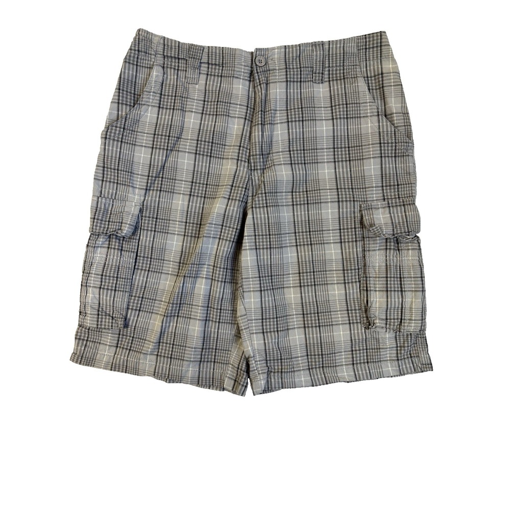 Beverly Hills Polo Club Men's 32 Gray Plaid Cargo Shorts Skater Streetwear Urban